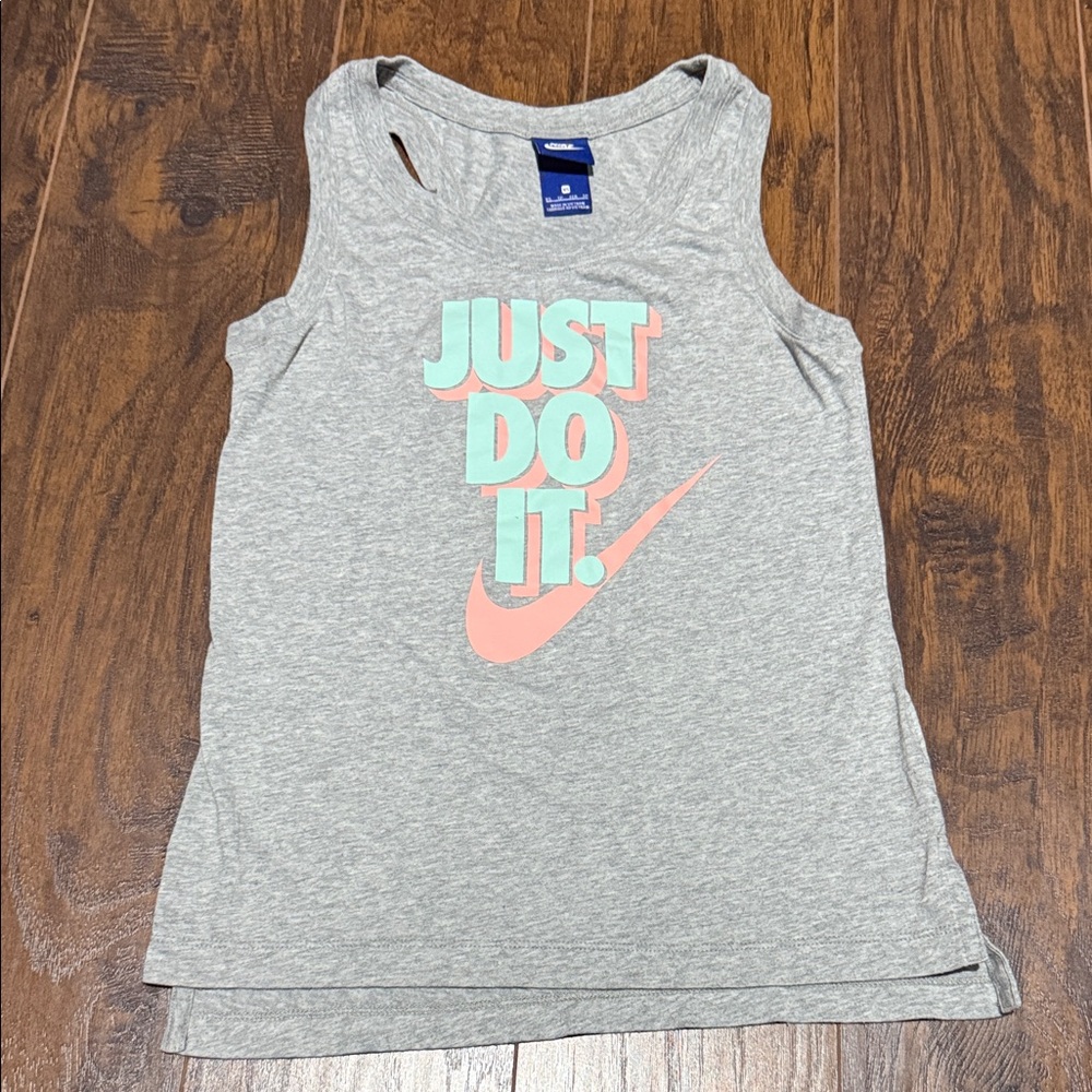 Nike Gray Tank Top with Pink and Green Accents